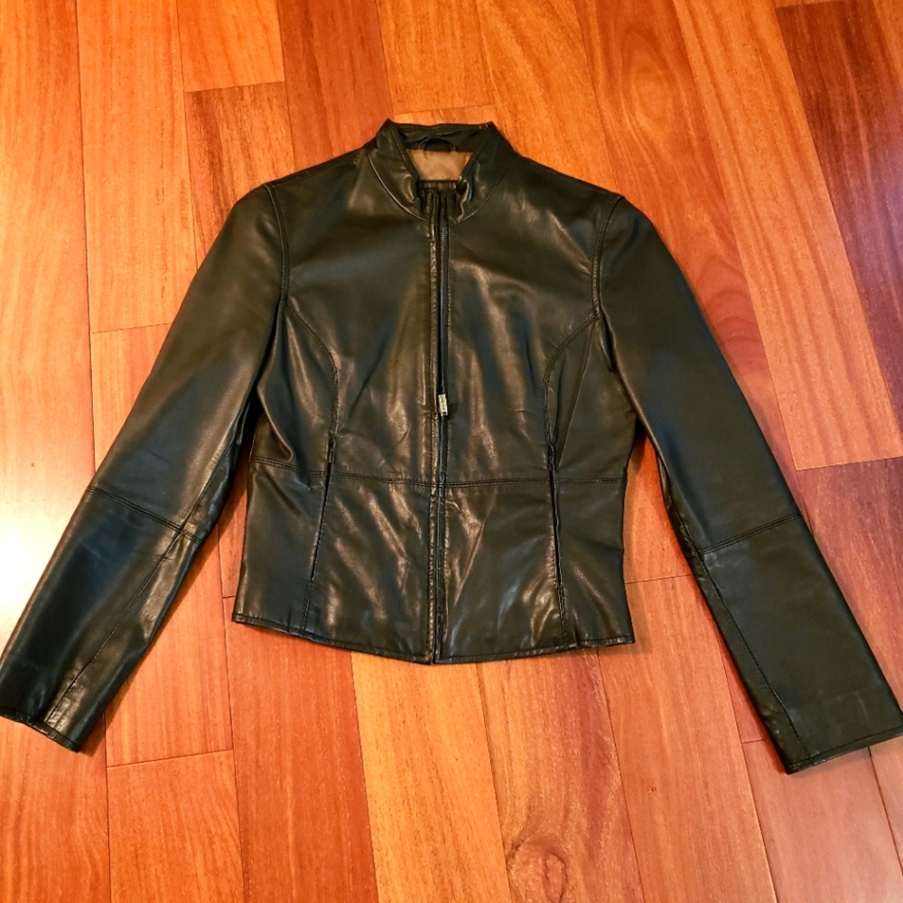 Nicole Miller Black Leather Jacket Size S